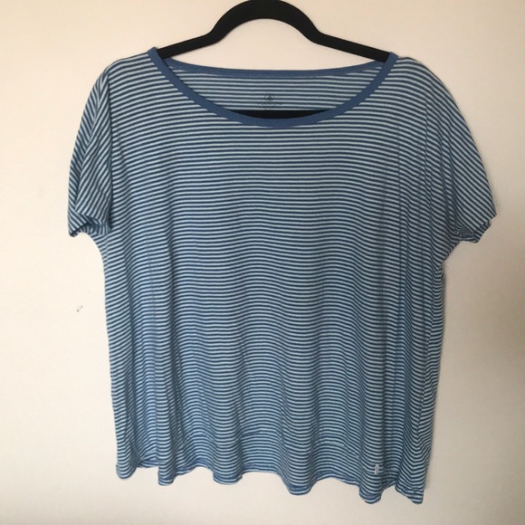 VOLCOM WOMENS blue&white striped boxy tee - Picture 1 of 4